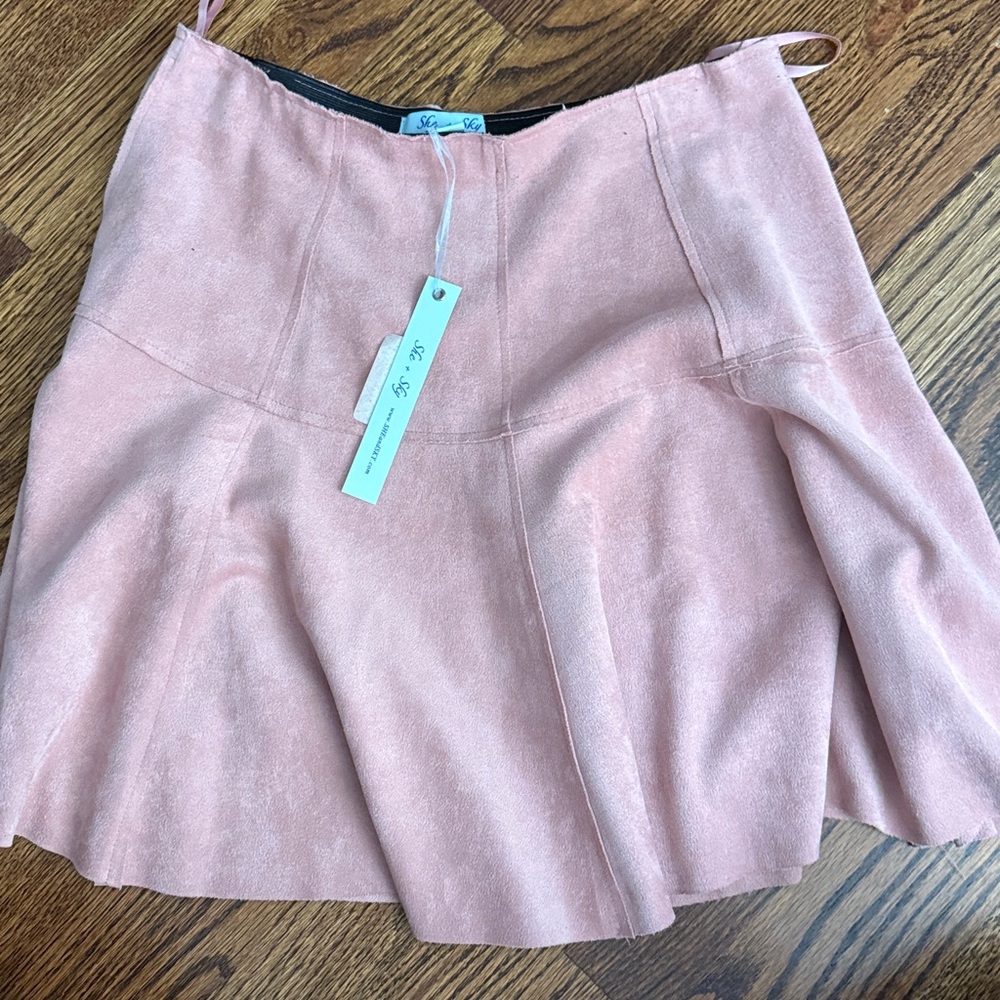 Pink suede skater skirt